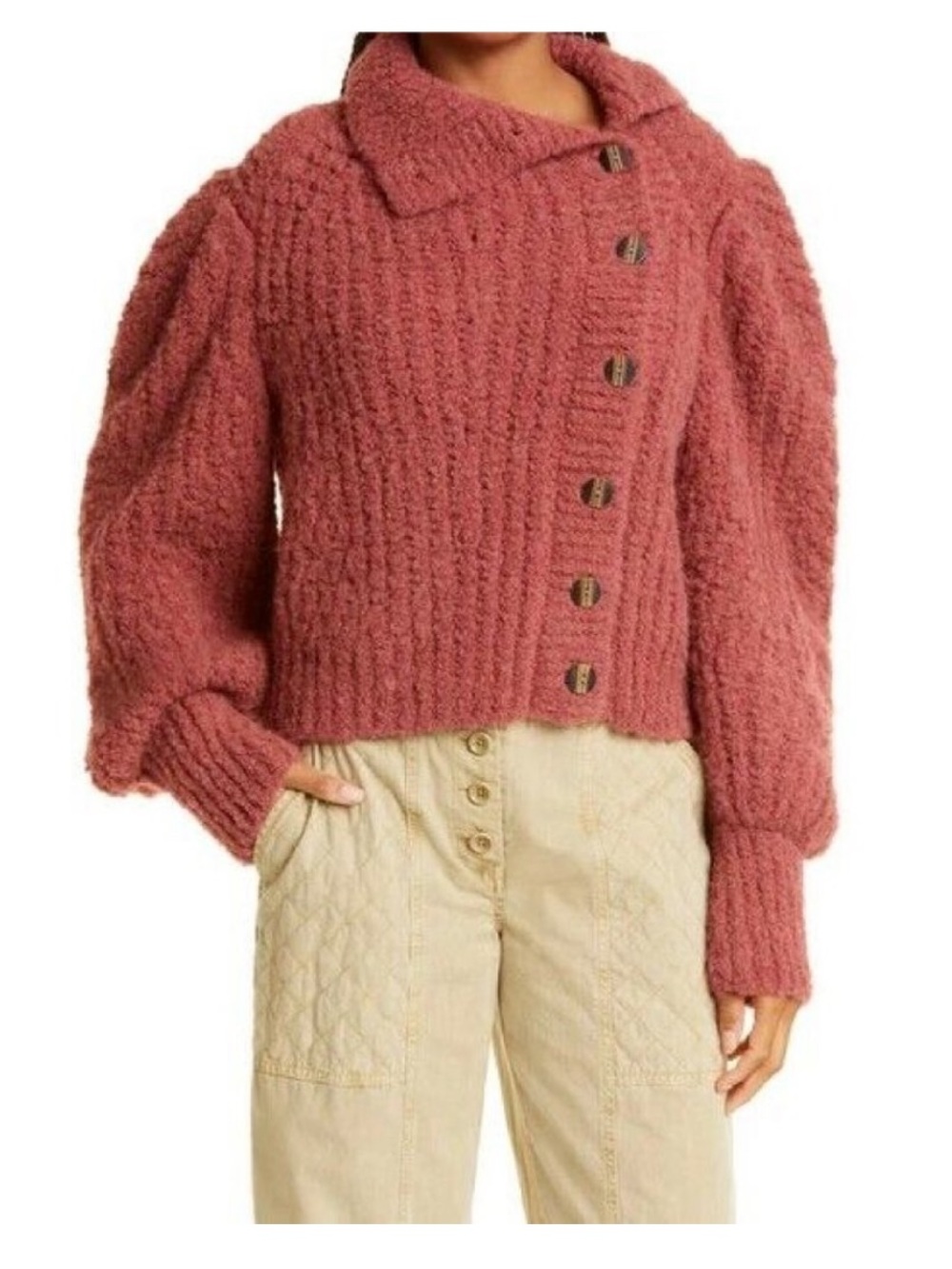 Ulla Johnson Valerie Alpaca knit Cardigan in Rosewood Red Size XS